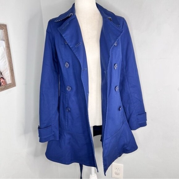 Kate Spade Navy Blue Double Breasted Trench Jacket XS - Picture 2 of 6